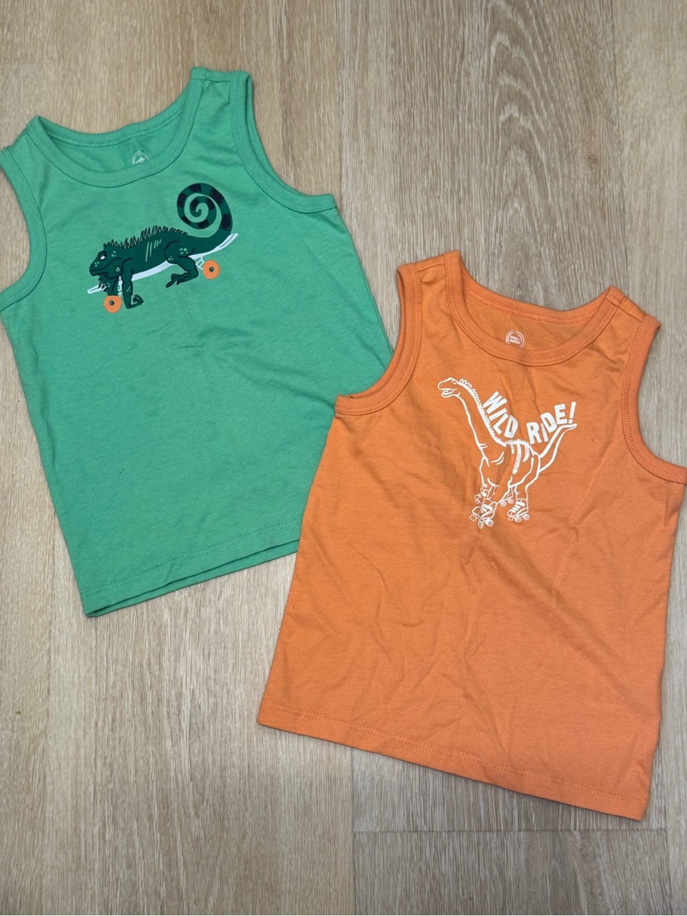 Kids Tank Top Set - Green Chameleon & Orange 'Wild Ride'